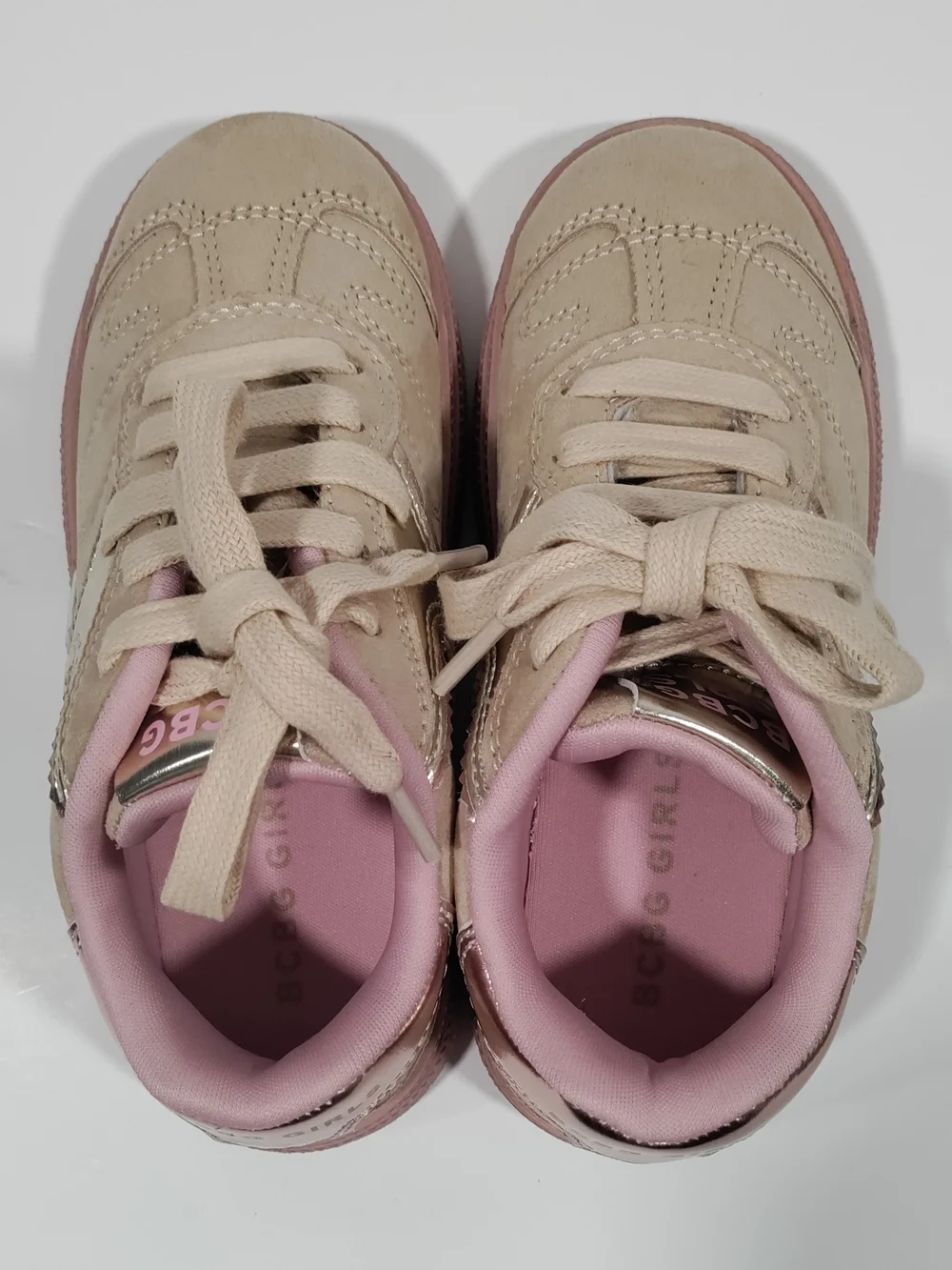 BCBG Girls Geena Beige Pink Metallic Sneakers Size 11M
